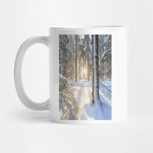 Sunshine in winter forest Mug